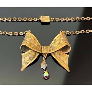 Vintage Bow Necklace Victorian Revival READ